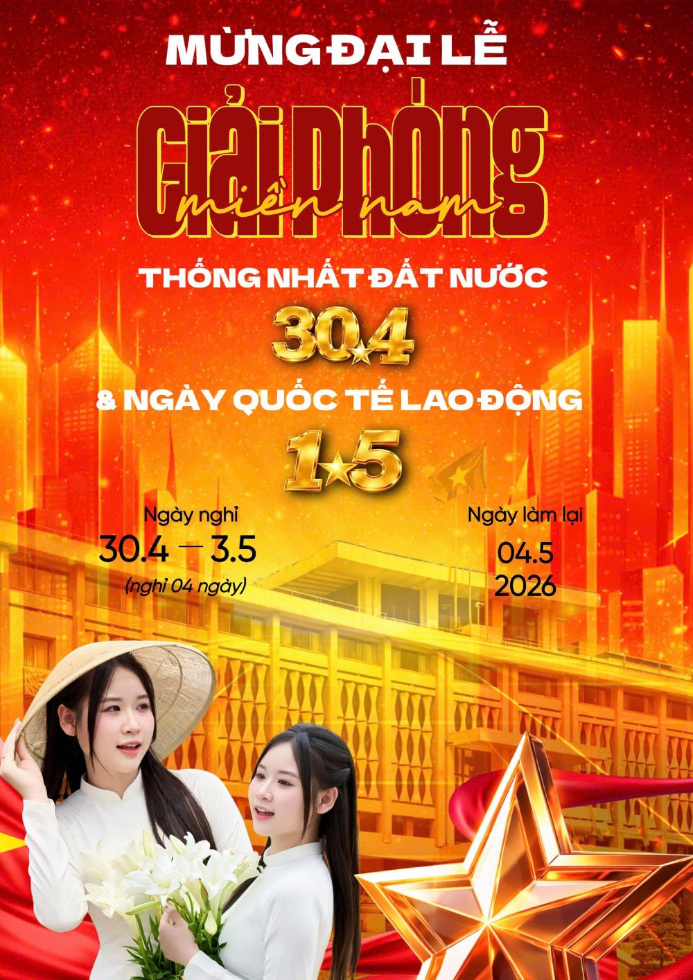 thông báo lịch nghỉ lễ 30 tháng 4 và ngày 1 tháng 5 của công ty tân hải thái