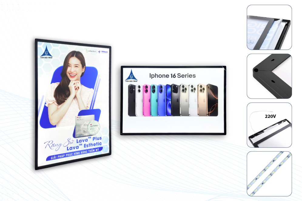 hộp đèn tranh điện siêu mỏng nắp hít là gì