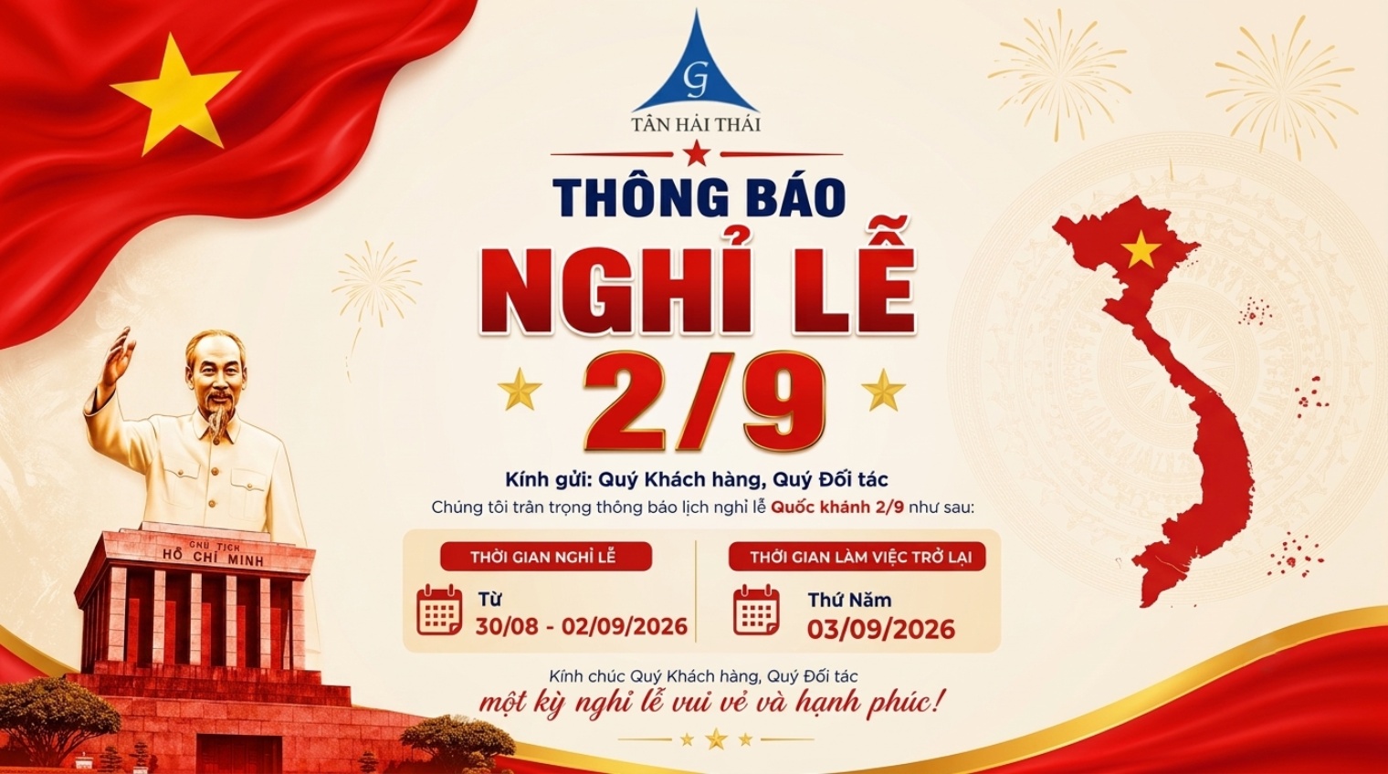 Lịch nghỉ lễ Quốc khánh của Công ty Tân Hải Thái