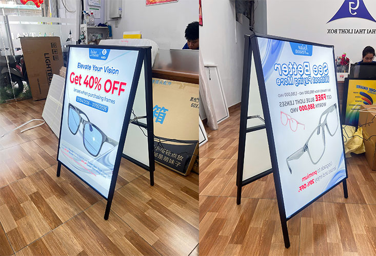 Tranh điện siêu mỏng chân đứng chữ A 60x90cm 2 mặt