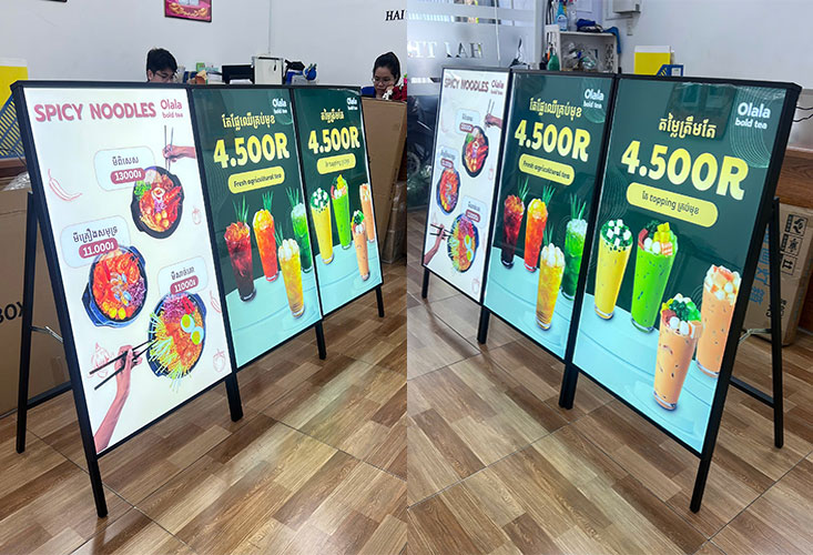 Hộp đèn Tranh điện siêu mỏng chân đứng chữ A 60x90cm 1 mặt