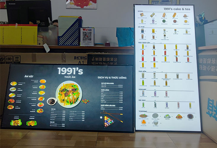 Tranh điện tranh rút 60x120cm treo tường làm menu cho cửa hàng