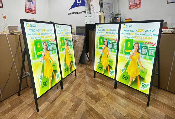 Hộp đèn Tranh điện siêu mỏng chân đứng chữ A 60x90cm 1 mặt