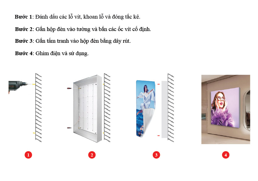 Cách thay hình ảnh hộp đèn không viền nhét ron nắp bật