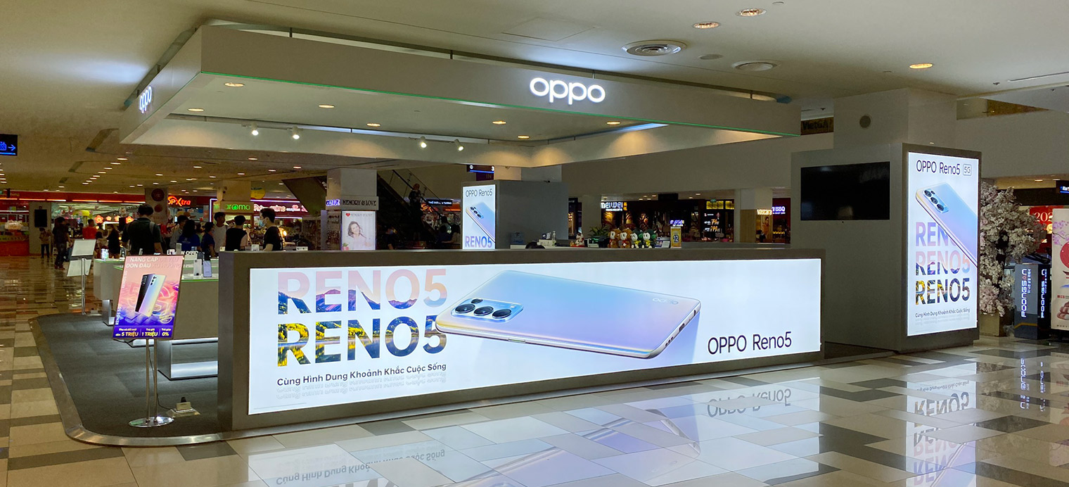 Thi công lắp đặt Hộp đèn quảng cáo tại Cửa hàng điện thoại OPPO